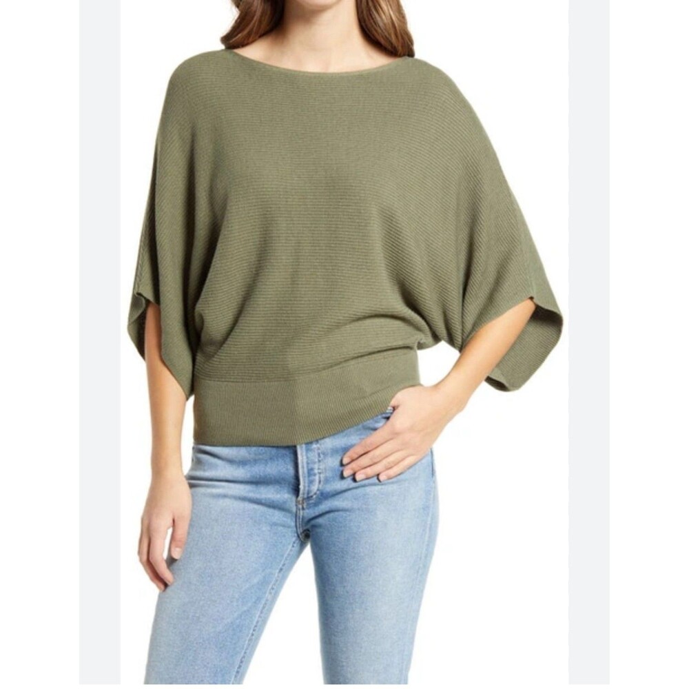 Tommy Bahama Women's-XL Sweate Bonita Dolman Sleeve Pullover‎ Ribbed Green $118